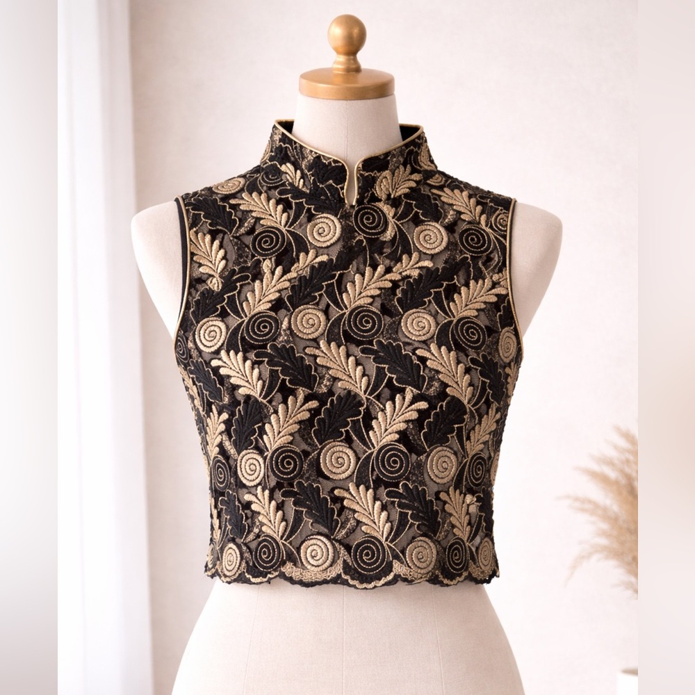 Gold and black blouse